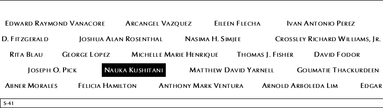 Panel S-41, South Pool, National September 11 Memorial