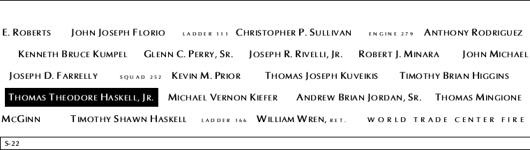 Panel S-22, South Pool, National September 11 Memorial
