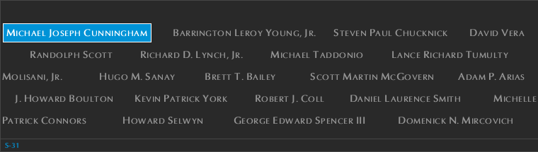 Panel S-31, South Pool, National September 11 Memorial
