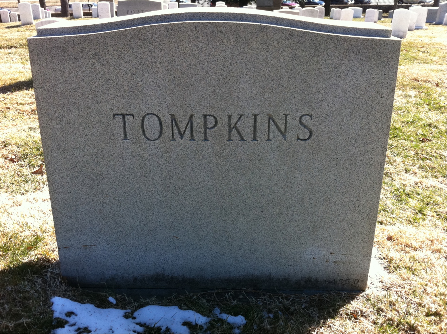 Headstone shared by 2 interments, including Arthur F Tompkins