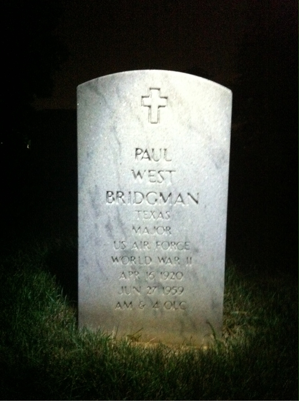 Headstone of Paul W Bridgman