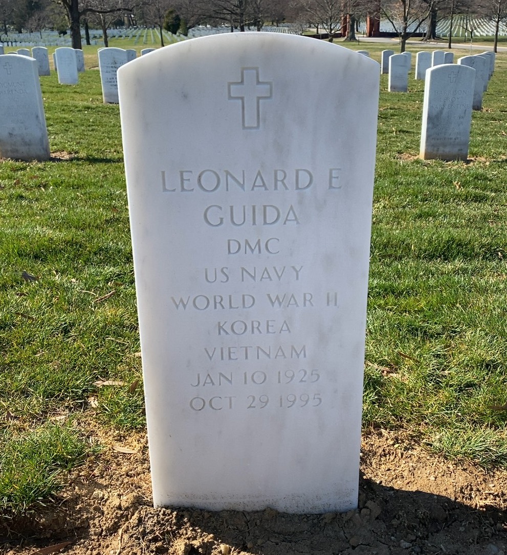 Headstone shared by 2 interments, including Leonard E Guida