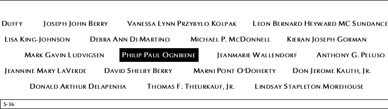 Panel S-36, South Pool, National September 11 Memorial