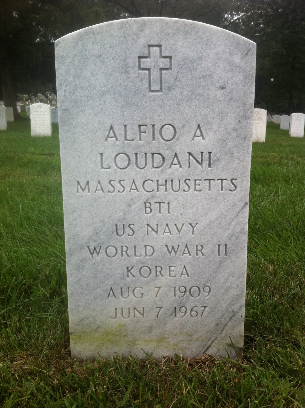 Headstone shared by 2 interments, including Alfio Anthony Loudani