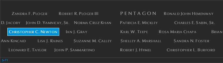 Panel S-71, South Pool, National September 11 Memorial