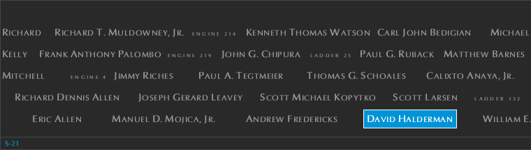 Panel S-21, South Pool, National September 11 Memorial