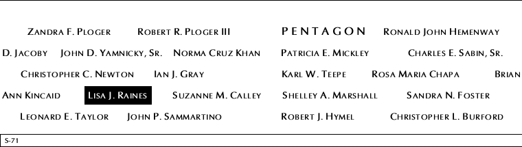 Panel S-71, South Pool, National September 11 Memorial