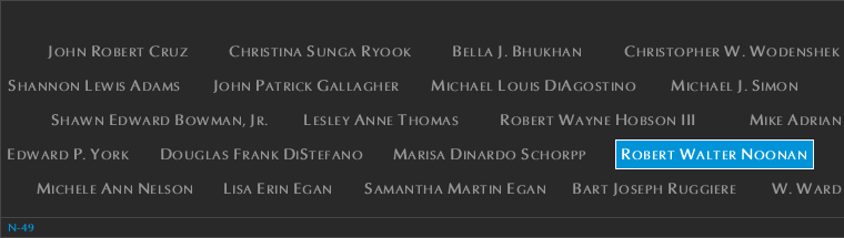 Panel N-49, North Pool, National September 11 Memorial