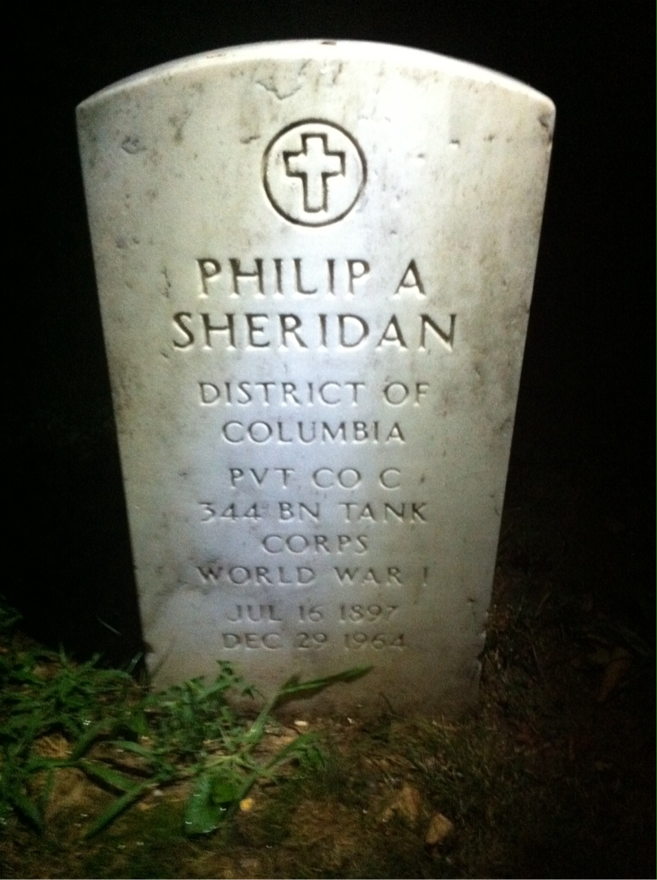 Headstone shared by 2 interments, including Emily V Sheridan