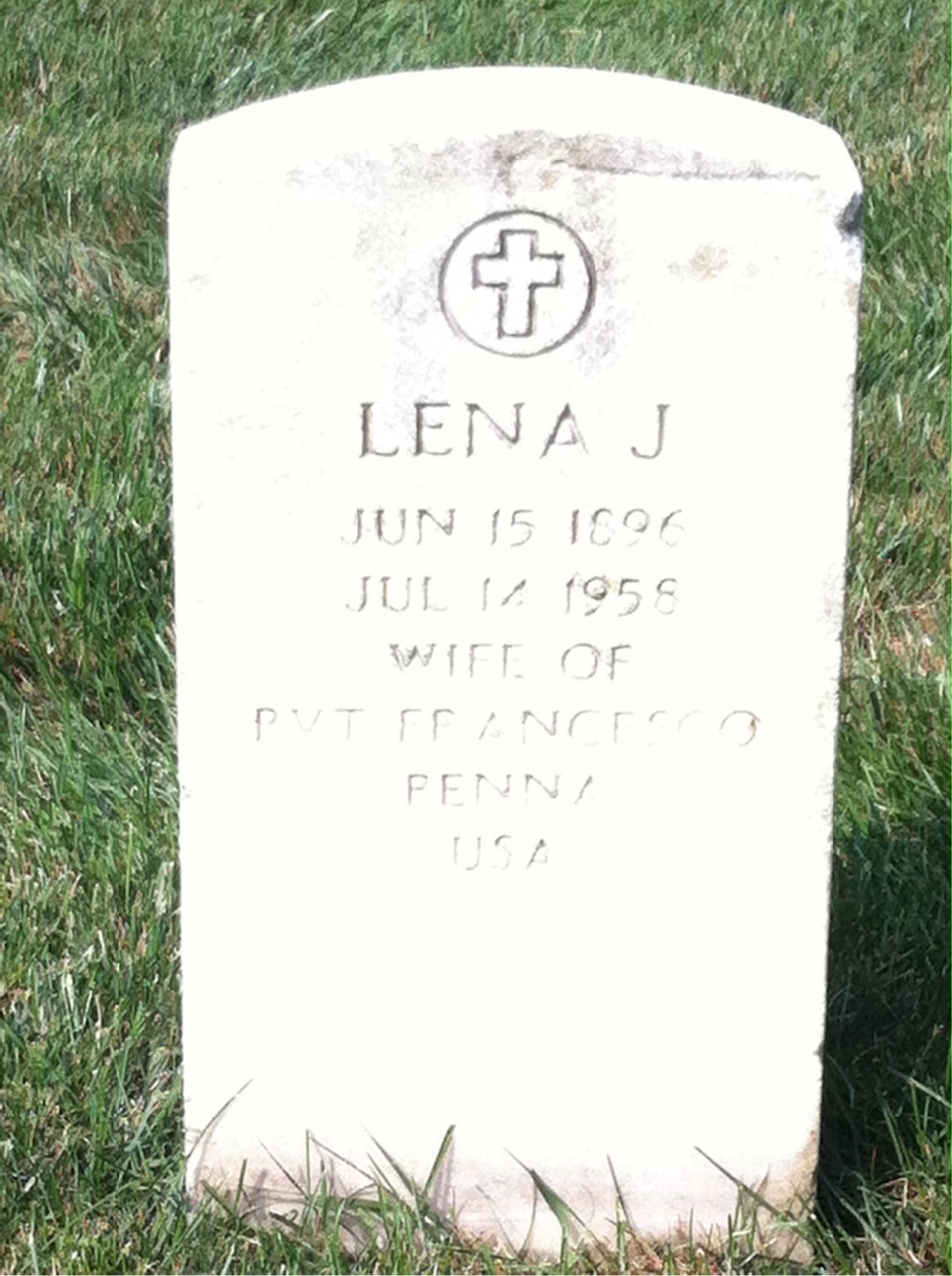 Headstone of Lena J Penna