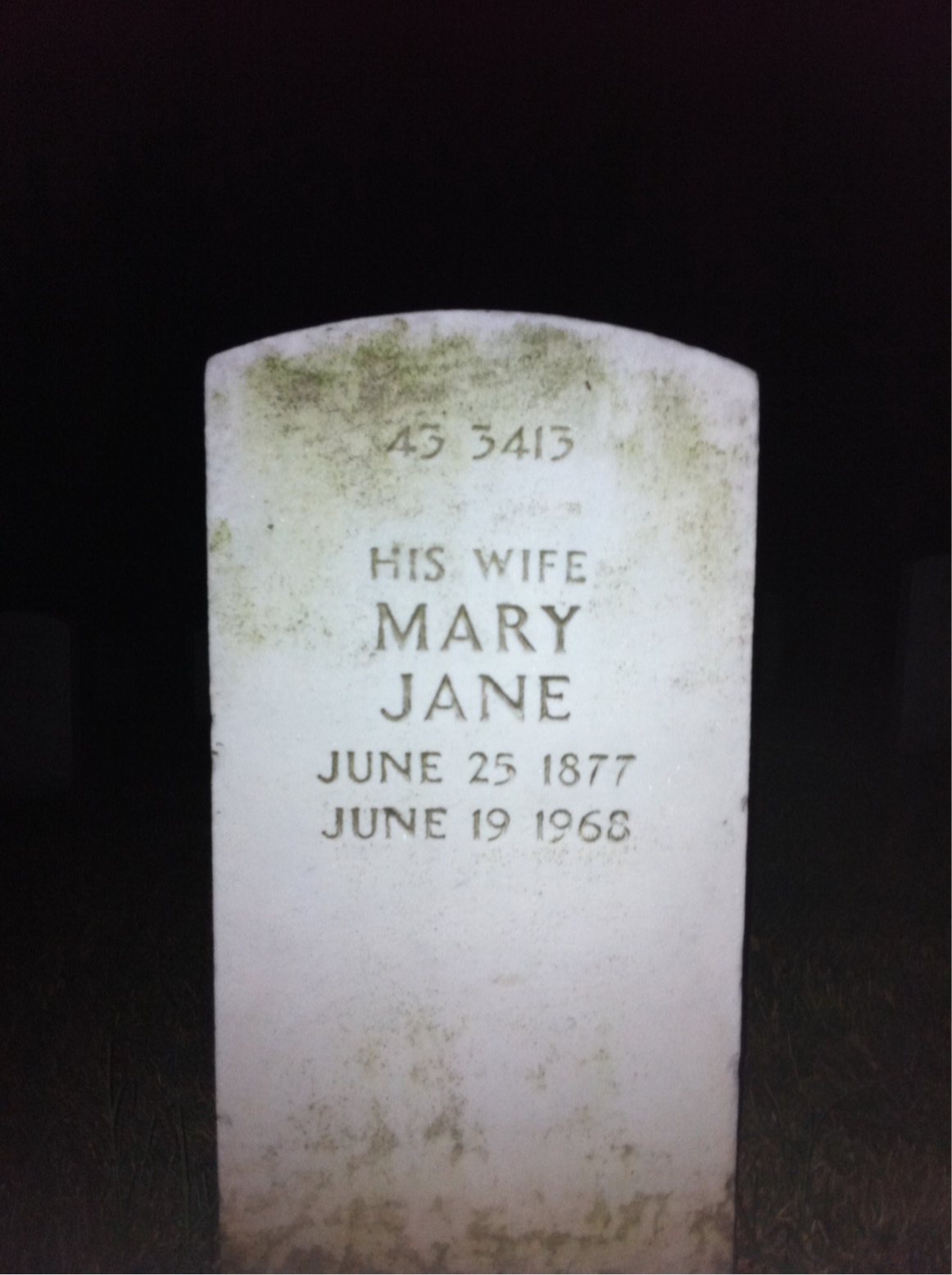 Headstone shared by 2 interments, including Mary J Mortensen