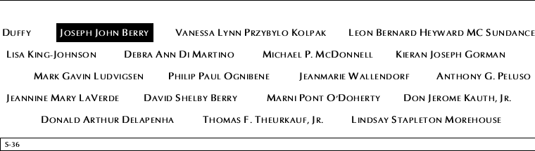 Panel S-36, South Pool, National September 11 Memorial
