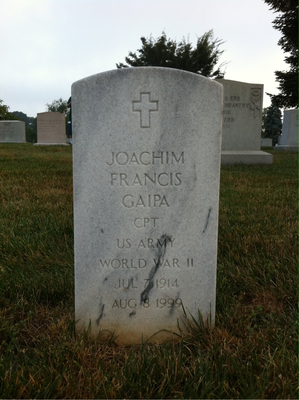 Headstone shared by 3 interments, including Joachim F Gaipa
