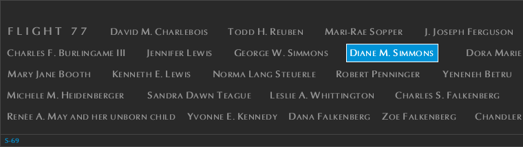 Panel S-69, South Pool, National September 11 Memorial
