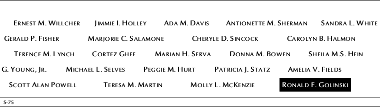 Panel S-75, South Pool, National September 11 Memorial