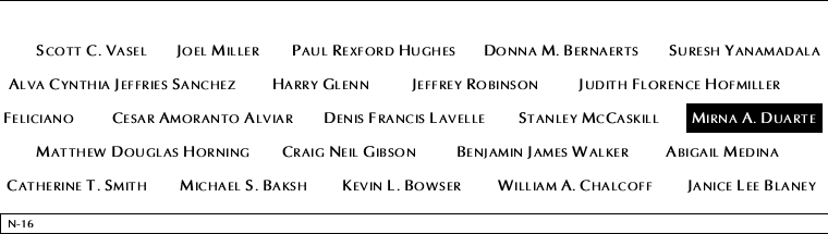 Panel N-16, North Pool, National September 11 Memorial