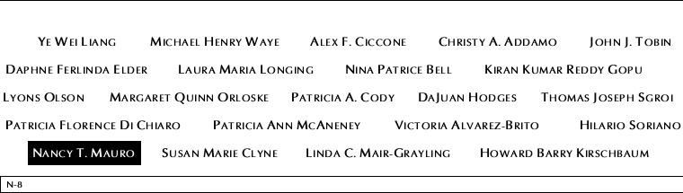 Panel N-8, North Pool, National September 11 Memorial