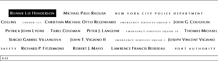 Panel S-23, South Pool, National September 11 Memorial