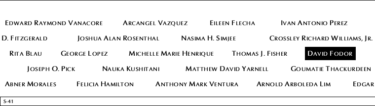 Panel S-41, South Pool, National September 11 Memorial