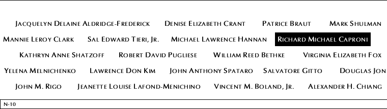 Panel N-10, North Pool, National September 11 Memorial