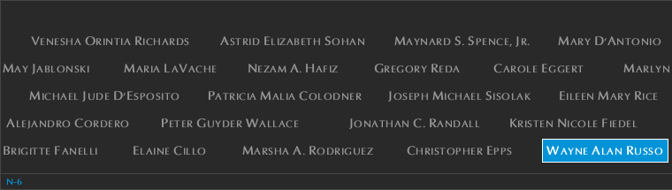 Panel N-6, North Pool, National September 11 Memorial