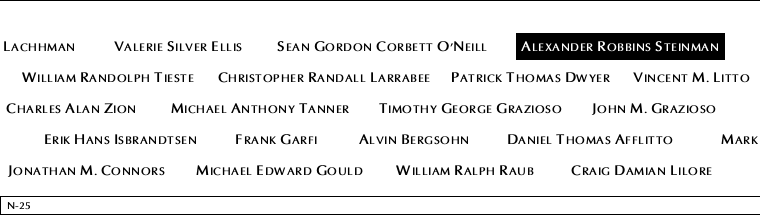 Panel N-25, North Pool, National September 11 Memorial