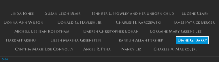 Panel S-56, South Pool, National September 11 Memorial