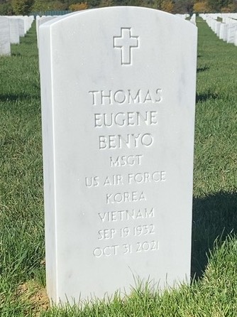 Headstone shared by 2 interments, including Thomas Eugene Benyo