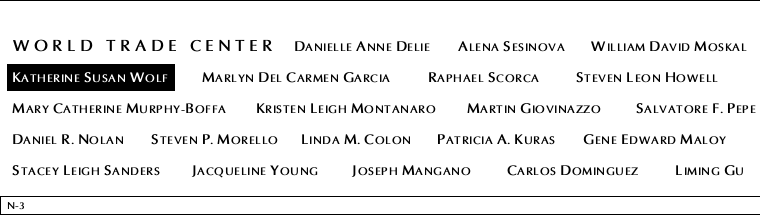Panel N-3, North Pool, National September 11 Memorial