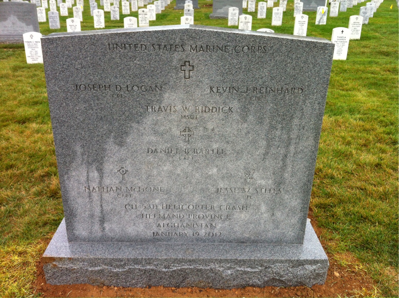 Headstone shared by 5 interments, including Daniel Benjamin Bartle