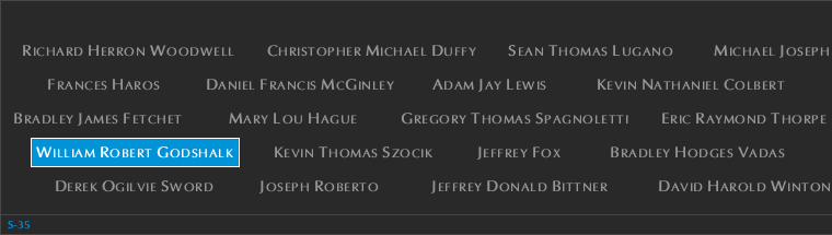 Panel S-35, South Pool, National September 11 Memorial
