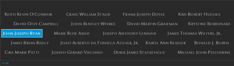 Panel S-34, South Pool, National September 11 Memorial