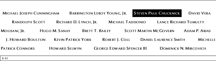 Panel S-31, South Pool, National September 11 Memorial