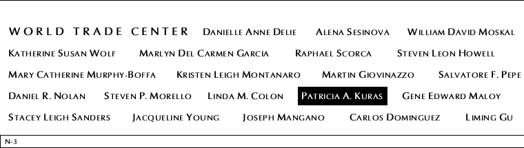 Panel N-3, North Pool, National September 11 Memorial