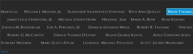 Panel N-27, North Pool, National September 11 Memorial