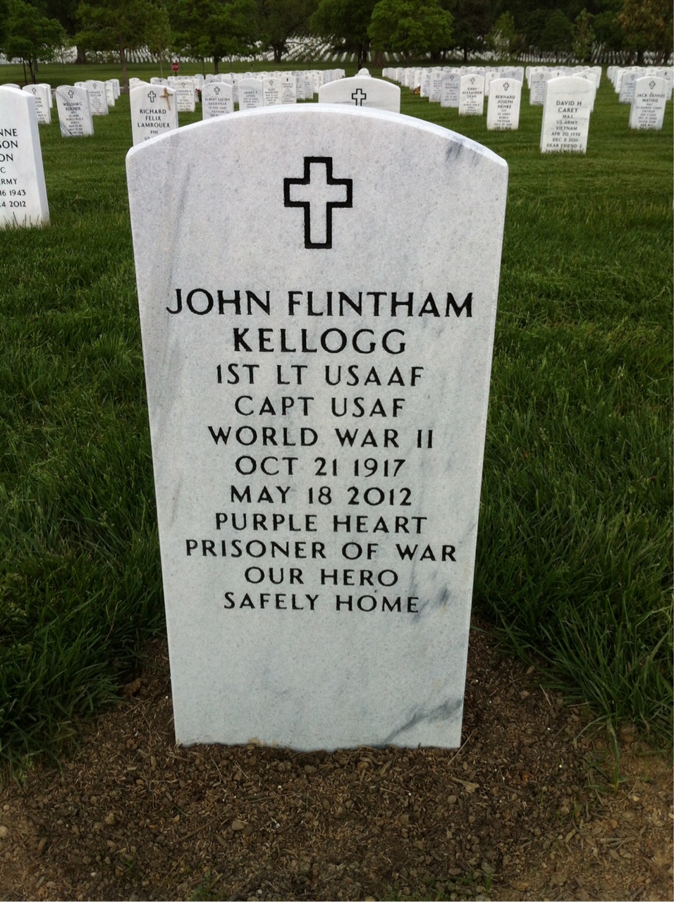 Headstone shared by 2 interments, including John Flintham Kellogg