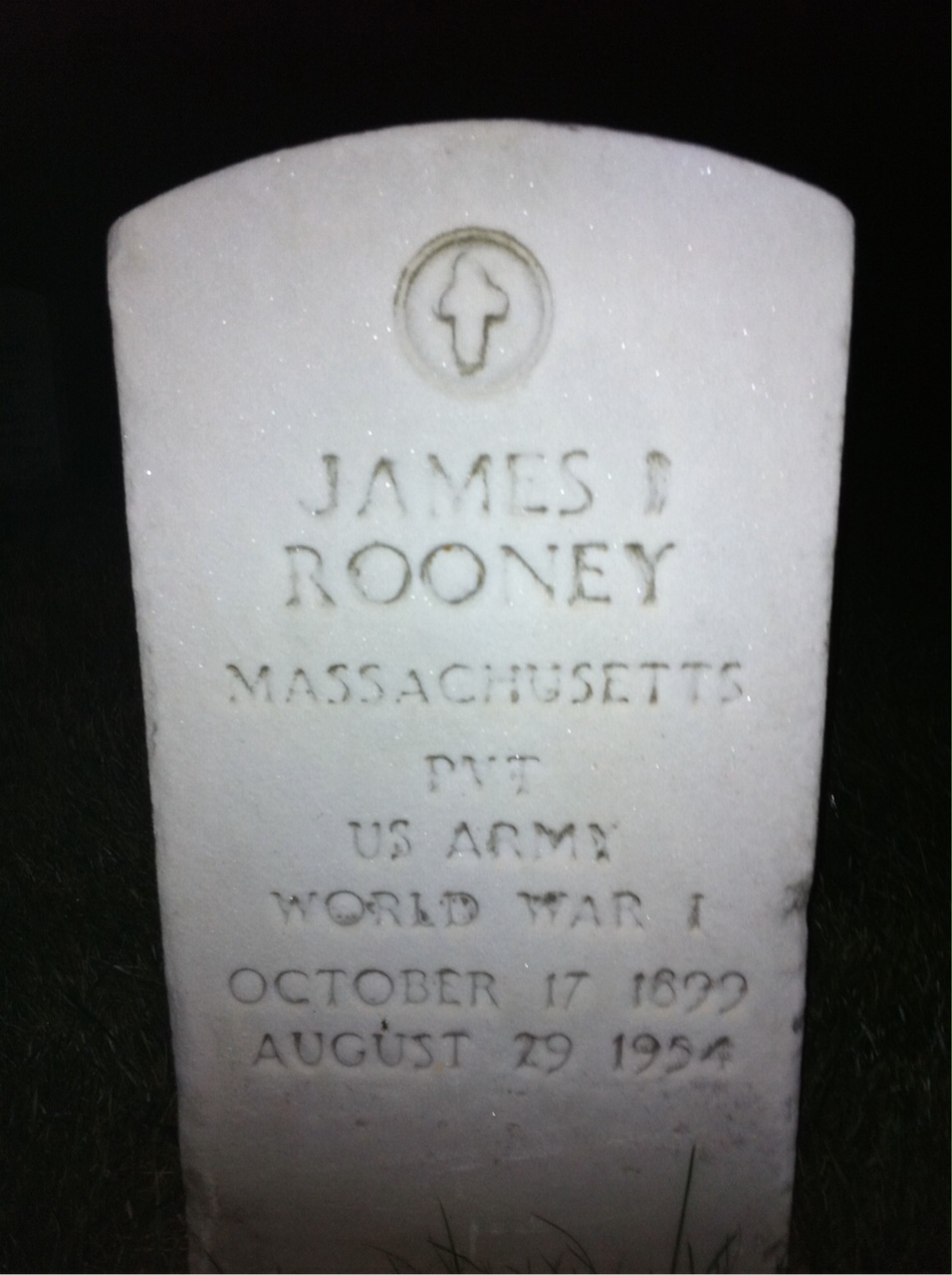 Headstone of James I Rooney
