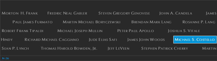 Panel N-26, North Pool, National September 11 Memorial