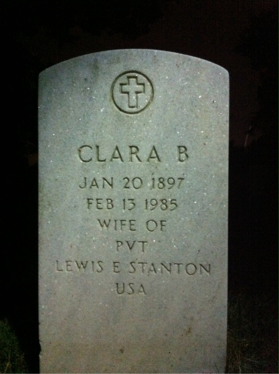Headstone of Clara B Stanton