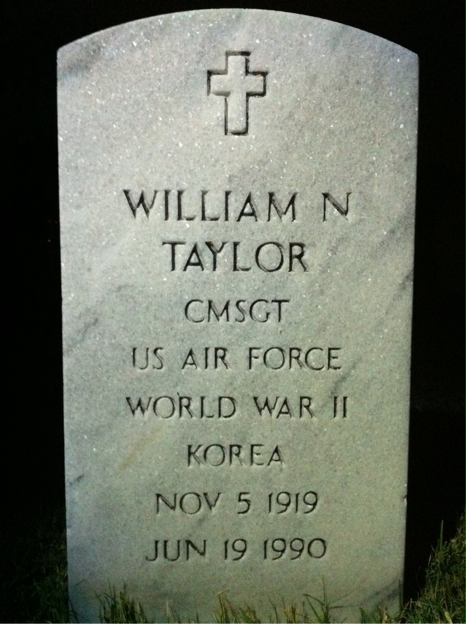 Headstone shared by 2 interments, including William N Taylor