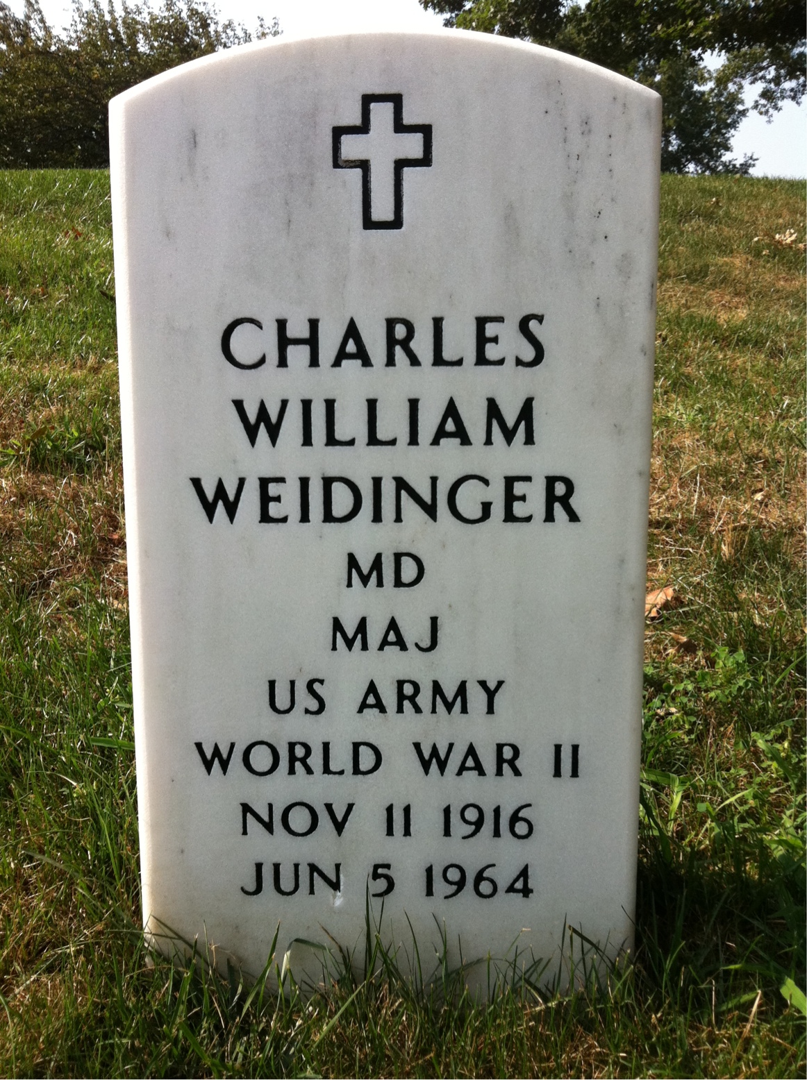 Headstone shared by 2 interments, including Charles William Weidinger