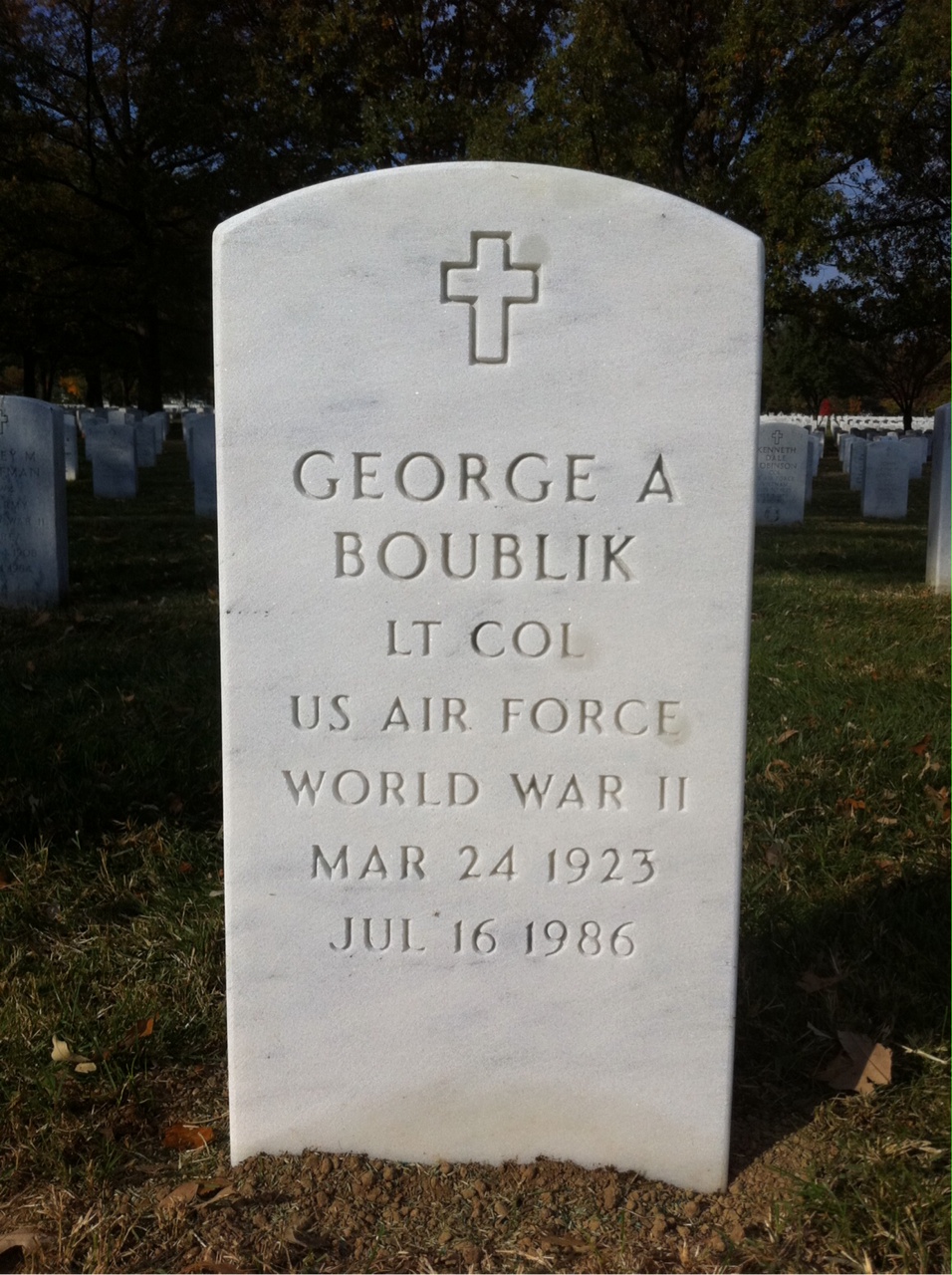 Headstone shared by 2 interments, including George A Boublik