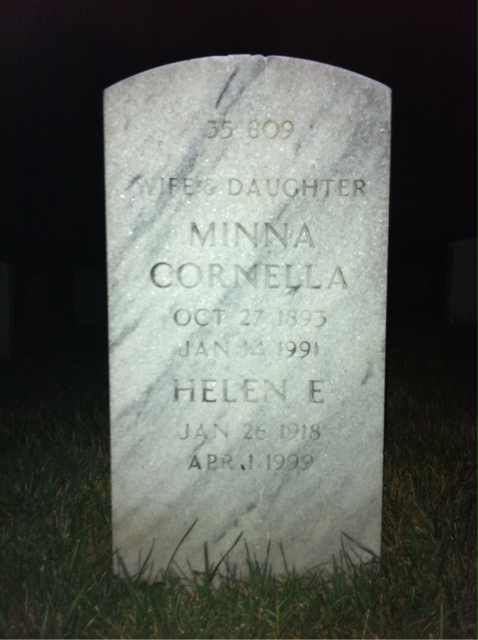 Headstone shared by 3 interments, including Helen E Olsen