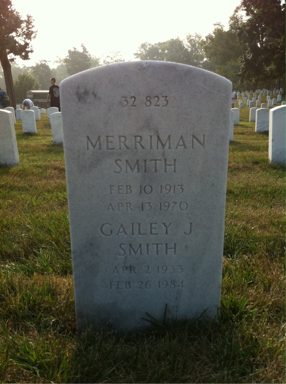 Headstone shared by 3 interments, including Albert Merriman Smith Jr.