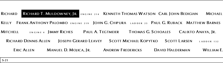 Panel S-21, South Pool, National September 11 Memorial