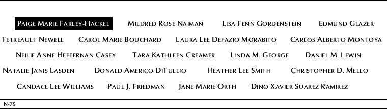 Panel N-75, North Pool, National September 11 Memorial