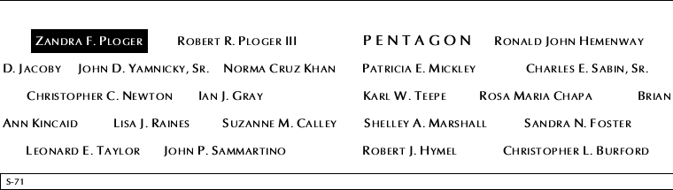 Panel S-71, South Pool, National September 11 Memorial