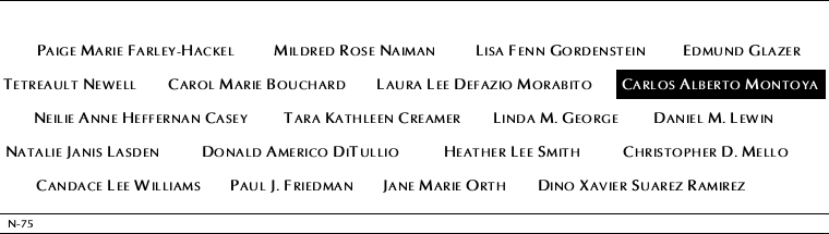 Panel N-75, North Pool, National September 11 Memorial