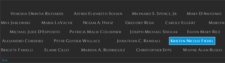 Panel N-6, North Pool, National September 11 Memorial