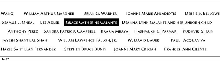 Panel N-37, North Pool, National September 11 Memorial